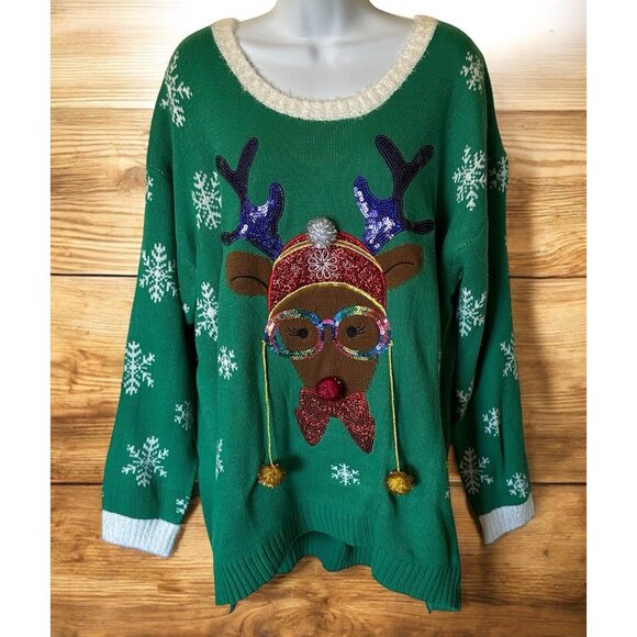 Celebrate Together  Ugly Christmas Sweater Reindeer Plus Size 3XL NWT Unisex - Picture 1 of 11